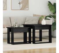 vidaXL Coffee Table Set 2 pcs Black Oak Engineered Wood, Living Room, Rectangular Coffee Table Set, Modern Design, 2-Piece, Functional Nesting for Home Decor