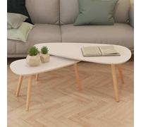 vidaXL Coffee Table Set 2 Pieces Solid Pinewood White UK