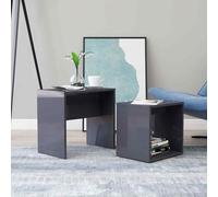 vidaXL Coffee Table Set High Gloss Grey Engineered Wood Living Room Furniture