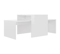 vidaXL Coffee Table Set Home Interior Living Room Furniture Accent Side Tea Couch Sofa Laptop Nesting Stand High Gloss White Engineered Wood