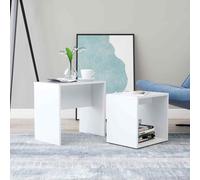 vidaXL Coffee Table Set White Engineered Wood Indoor Furniture Accent Table