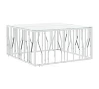 vidaXL Coffee Table Side Table End Table Silver Stainless Steel and Glass