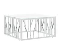 vidaXL Coffee Table Side Table End Table Silver Stainless Steel and Glass