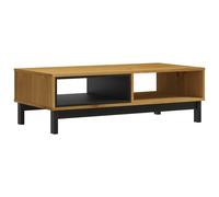 Coffee Table Solid Pine Oak Colour 100x50x32.5 cm 2 Open Shelf with Wooden Legs
