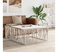 vidaXL Coffee Table Side Table End Table Silver Stainless Steel and Glass