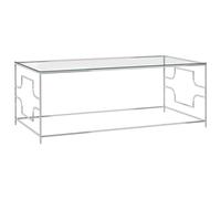 vidaXL Coffee Table Silver 120x60x45 cm Stainless Steel and Glass UK