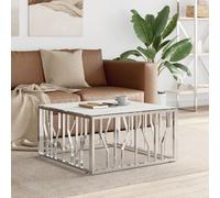 vidaXL Coffee Table Silver 80x80x40 cm Stainless Steel and Glass, Silver