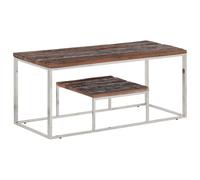 vidaXL Coffee Table Silver Stainless Steel and Solid Wood Sleeper