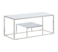 vidaXL Coffee Table Silver Stainless Steel and Tempered Glass