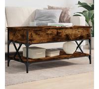 vidaXL Coffee Table Smoked Oak 100x50x50 cm Engineered Wood and Metal