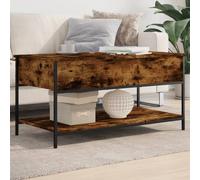 vidaXL Coffee Table Smoked Oak 100x50x50 cm Engineered Wood and Metal