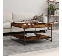 vidaXL Coffee Table Smoked Oak 80x80x45 cm Engineered Wood and Iron