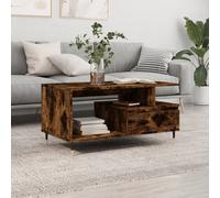 vidaXL Coffee Table- Smoked Oak Engineered Wood with Drawer Storage and Metal Legs- Perfect for Living Room or Lounge Area