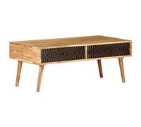 vidaXL Coffee Table, Solid Acacia Wood, Rectangular Brown Table with Drawers, Modern Decorative Centerpiece for Living Room
