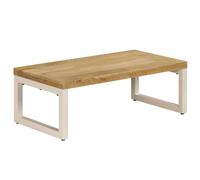 vidaXL Coffee Table Solid Mango Wood and Steel Tea Accent Side Telephone Stand