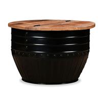 vidaXL Coffee Table Solid Reclaimed Wood Black Barrel Shape