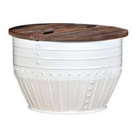 vidaXL Coffee Table Solid Reclaimed Wood White Barrel Shape