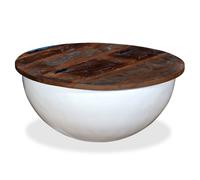 vidaXL Coffee Table Solid Reclaimed Wood White Bowl Shape