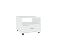 vidaXL Coffee Table - Square White Engineered Wood, 55x55x40cm, Features Lockable Wheels, Drawer & Storage Compartment