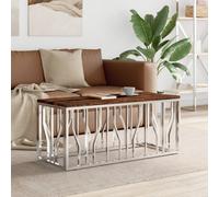 vidaXL Coffee Table Stainless Steel and Solid Wood Reclaimed