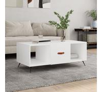 vidaXL White Coffee Table - Modern Living Room Centre Piece with Storage Compartments, Iron Legs