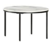 vidaXL Coffee Table White and Black Ã65cm Real Solid Marble Side Tea Desk