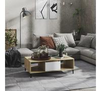 vidaXL Coffee Table White and Sonoma Oak 103.5x60x35 cm Engineered Wood UK GF0