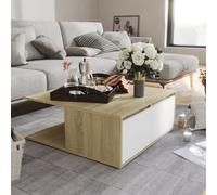 Vidaxl Coffee Table White And Sonoma Oak 80X80X31 Cm Engineered Wood, White