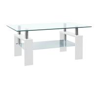 Vidaxl Coffee Table White And Transparent 95X55X40 Cm Tempered Glass