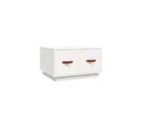 vidaXL Coffee Table, White, Solid Pinewood, Rectangular, Rustic Farmhouse Style with 2 Spacious Drawers and Sturdy Tabletop, Living Room Furniture