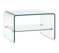 vidaXL Coffee Table with a Shelf Clear 50cm Tempered Glass Side End Stand