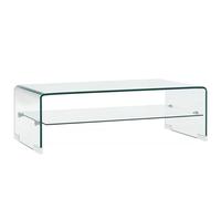 vidaXL Coffee Table with a Shelf Clear 98cm Tempered Glass Side End Stand