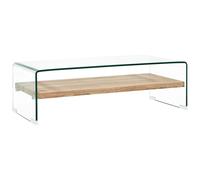 vidaXL Coffee Table with a Shelf Clear 98cm Tempered Glass Side End Stand