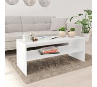 vidaXL Coffee Table with a Shelf White Engineered Wood Accent Table Sofa Table