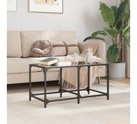 vidaXL Coffee Table with Black Glass Top 78.5x40x40 cm Steel
