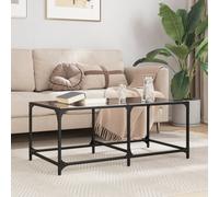 (black, 98.5 x 50 x 40 cm) vidaXL Coffee Table with Transparent Glass Top End Table Side Table Steel