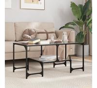 (black) vidaXL Coffee Table with Transparent Glass Top End Table Side Table Steel