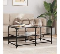 (black, 98.5 x 50 x 45 cm) vidaXL Coffee Table with Transparent Glass Top End Table Side Table Steel