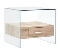 vidaXL Coffee Table with Drawer 50x50x45 cm Tempered Glass