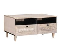 vidaXL Coffee Table with Drawer White 80 x 54 x 40 cm Solid mango wood