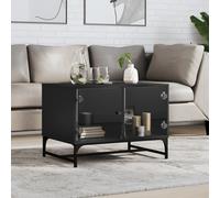vidaXL Coffee Table with Glass Doors Black 68.5x50x50 cm