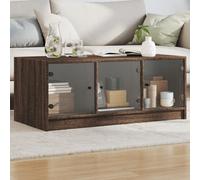 vidaXL Coffee Table with Glass Doors Brown Oak 102x50x42 cm