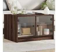 vidaXL Coffee Table with Glass Doors Brown Oak 68x50x42 cm