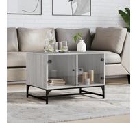 vidaXL Coffee Table with Glass Doors Grey Sonoma 68.5x50x50 cm