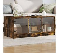 vidaXL Coffee Table with Glass Doors Smoked Oak 102x50x42 cm