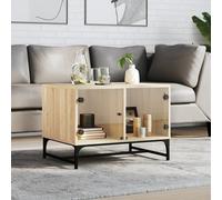 vidaXL Coffee Table with Glass Doors Sonoma Oak 68.5x50x50 cm