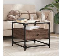 (brown oak) vidaXL Coffee Table with Glass Top Hallway End Table Side Table Black Steel