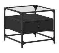 vidaXL Coffee Table with Glass Top Black 50x50x45 cm Steel NEW