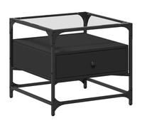 vidaXL Coffee Table with Glass Top Black 50x50x45 cm Steel NEW