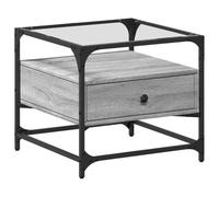 (grey sonoma) vidaXL Coffee Table with Glass Top Hallway End Table Side Table Black Steel